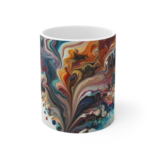 "A Paint Poured Paradise: Acrylic Pouring Art" - The Alien Ceramic Mug 11oz Acrylic Pouring Style