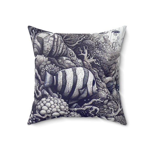 "Underwater Enchantment: The Hidden Treasure"- The Alien Spun Polyester Square Pillow