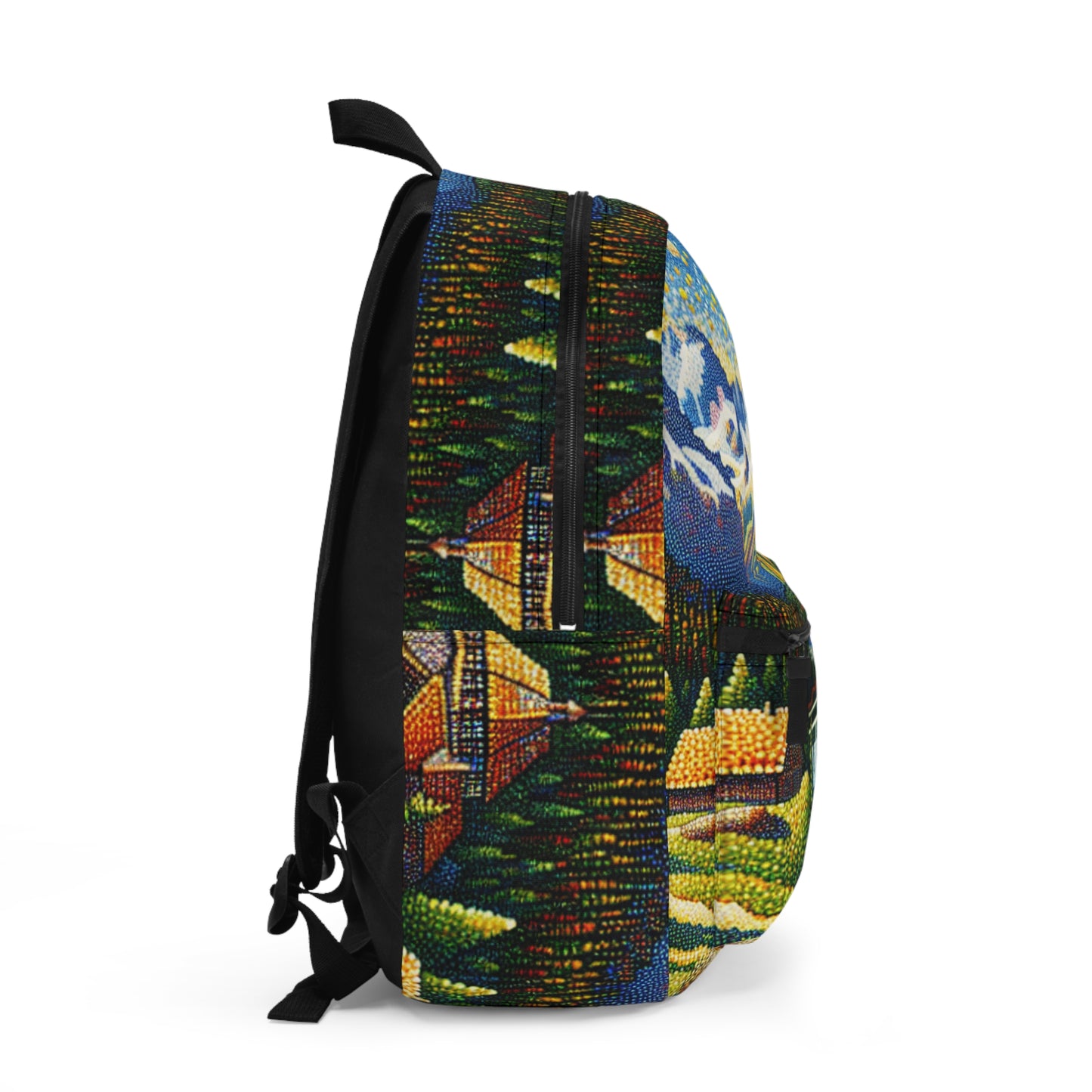 "Tranquil Sunset: A Pointillist Masterpiece of Serene Countryside" - The Alien Backpack Pointillism