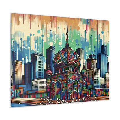 "Bright City : une touche de couleur sur l'horizon" - The Alien Canva Street Art / Graffiti Style