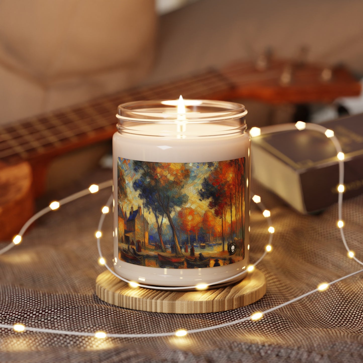 "Rainy Evening: A Post-Impressionist Cityscape" - The Alien Scented Soy Candle 9oz Post-Impressionism