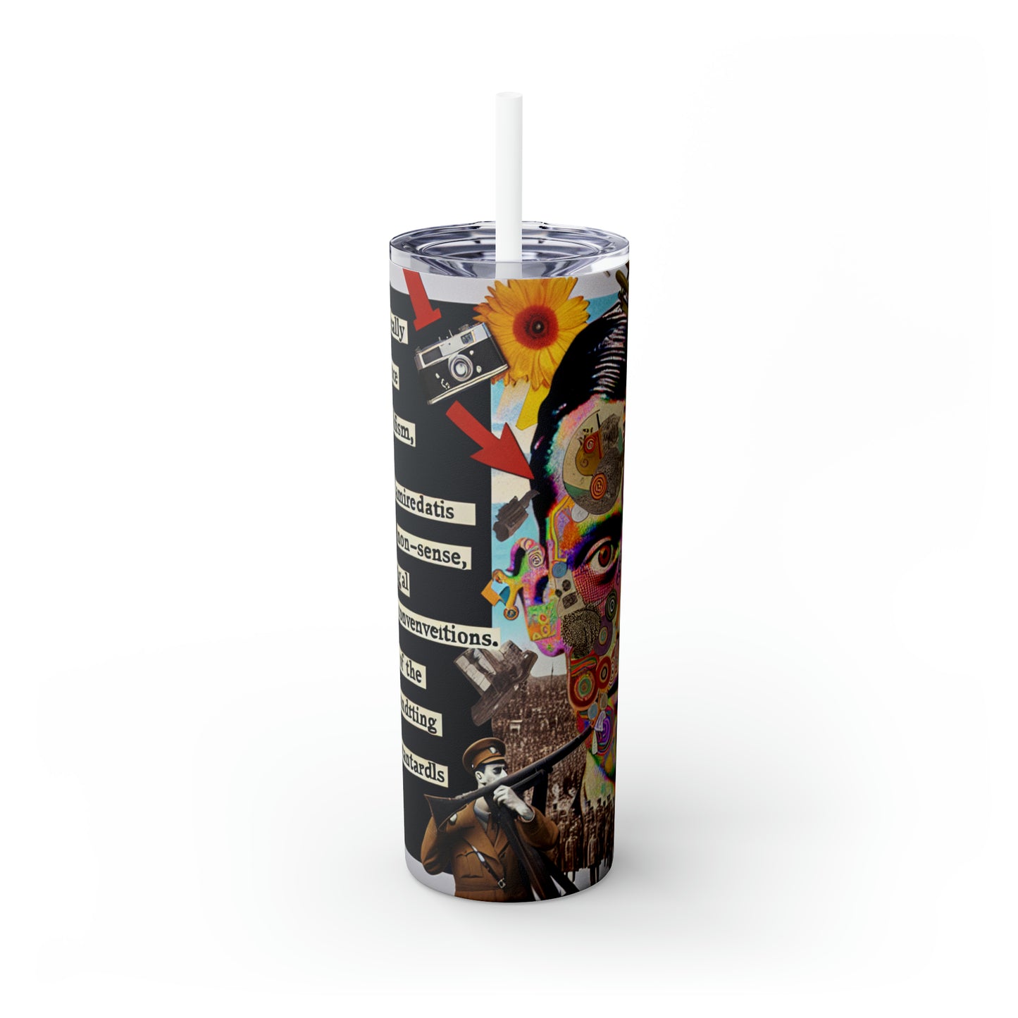 "L'absurdité déchaînée : créer un collage dadaïste du chaos" - The Alien Maars® Skinny Tumbler with Straw 20oz Dadaism