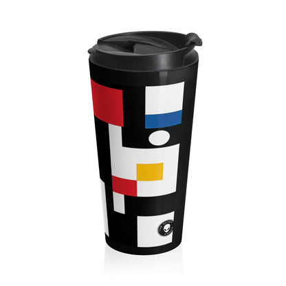 "Suprematic Harmony: Exploring Geometric Composition with Bold Colors" - The Alien Stainless Steel Travel Mug Suprematism