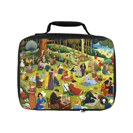 "Whimsical Village Delights"- The Alien Lunch Bag Naïve Art