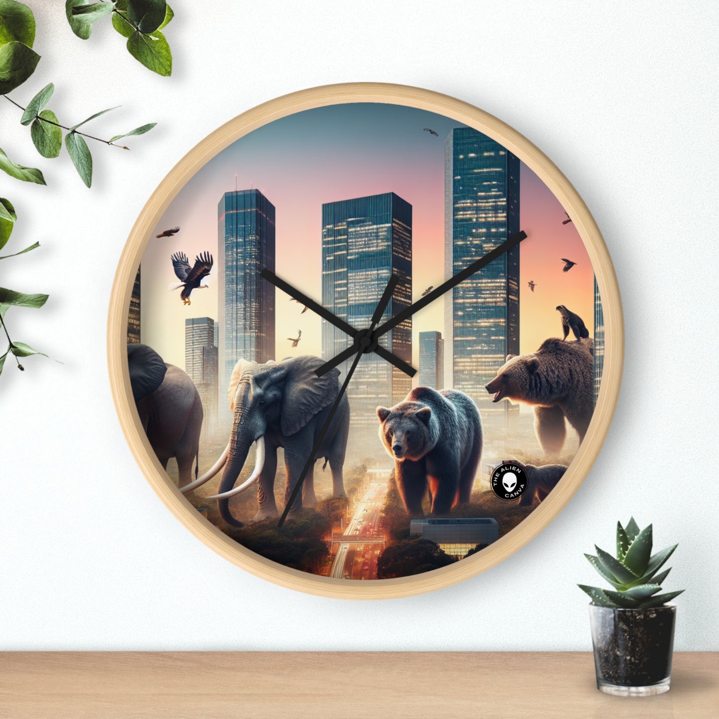 "Urban Zoology: A Surreal Cityscape" - The Alien Wall Clock