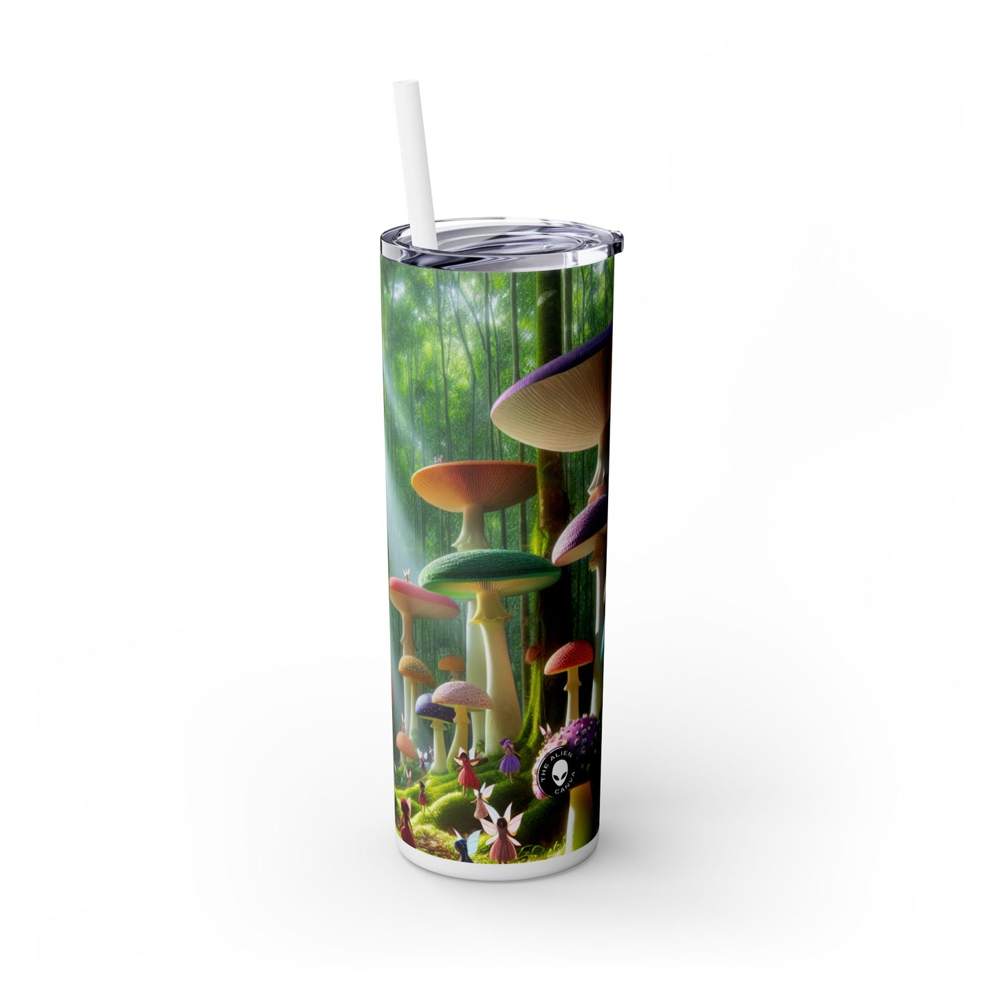 "Enchanted Mushroom Forest" - The Alien Maars® Skinny Tumbler with Straw 20oz