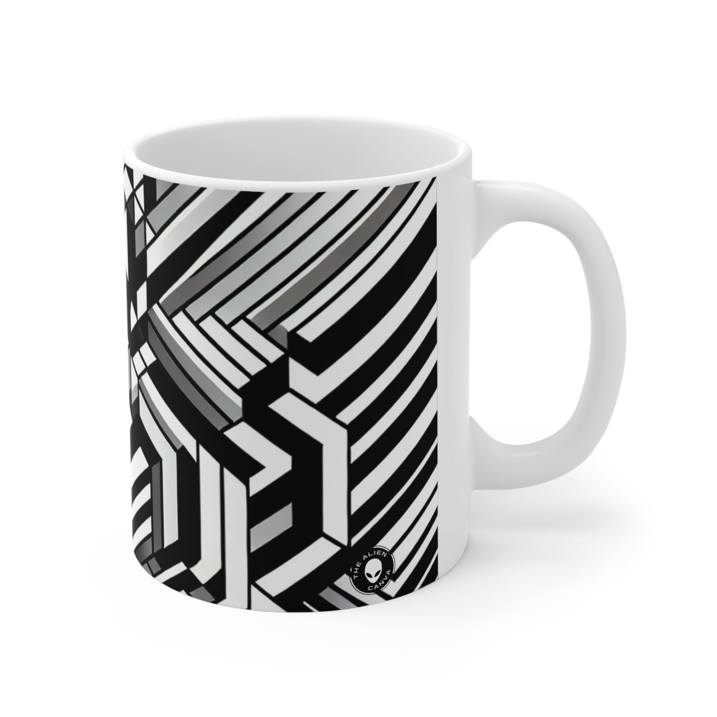 "Perception en mouvement : un chef-d'œuvre époustouflant de l'Op Art" - La tasse en céramique Alien 11oz Op Art