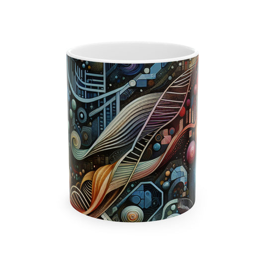 "Biofuturismo: arte inspirado en las alas de mariposa" - La taza de cerámica alienígena Bio Art de 11 oz