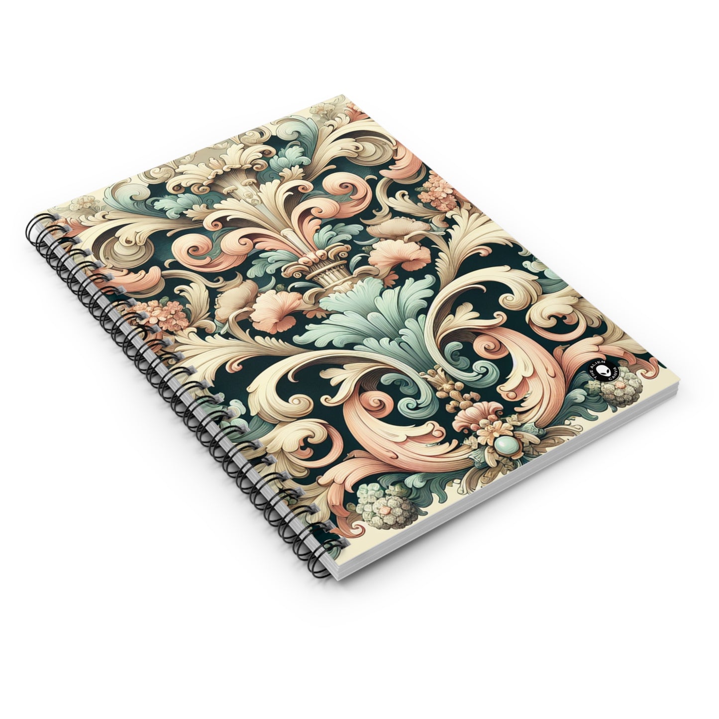 "Garden of Whimsy: A Rococo Fête" - The Alien Spiral Notebook (Ruled Line) Rococo