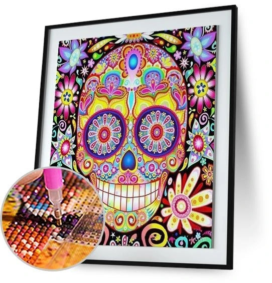 Pintura de diamantes de calavera de azúcar dulce