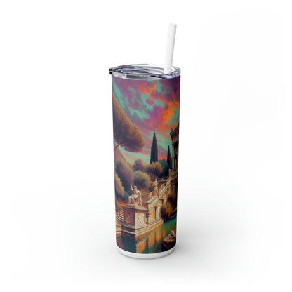 "Modern Roman: Neoclassical Portrait of Elegance" - The Alien Maars® Skinny Tumbler with Straw 20oz Neoclassicism