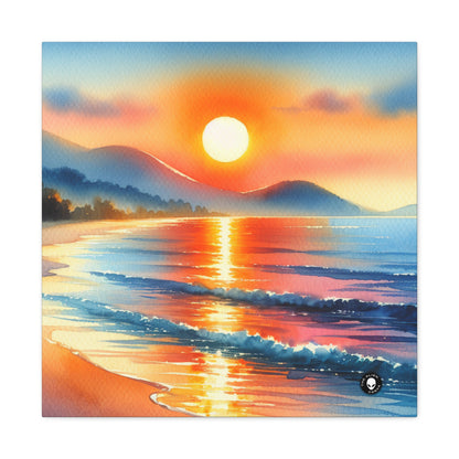 "Amanecer en la playa" - La pintura de acuarela de Alien Canva