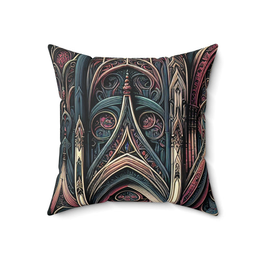 "Solace in Shadows: A Gothic Masterpiece of Eternal Darkness and Melancholic Beauty"- The Alien Spun Polyester Square Pillow Gothic Art