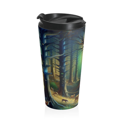 "Bosque vigilante: los árboles con ojos" - Taza de viaje de acero inoxidable de The Alien