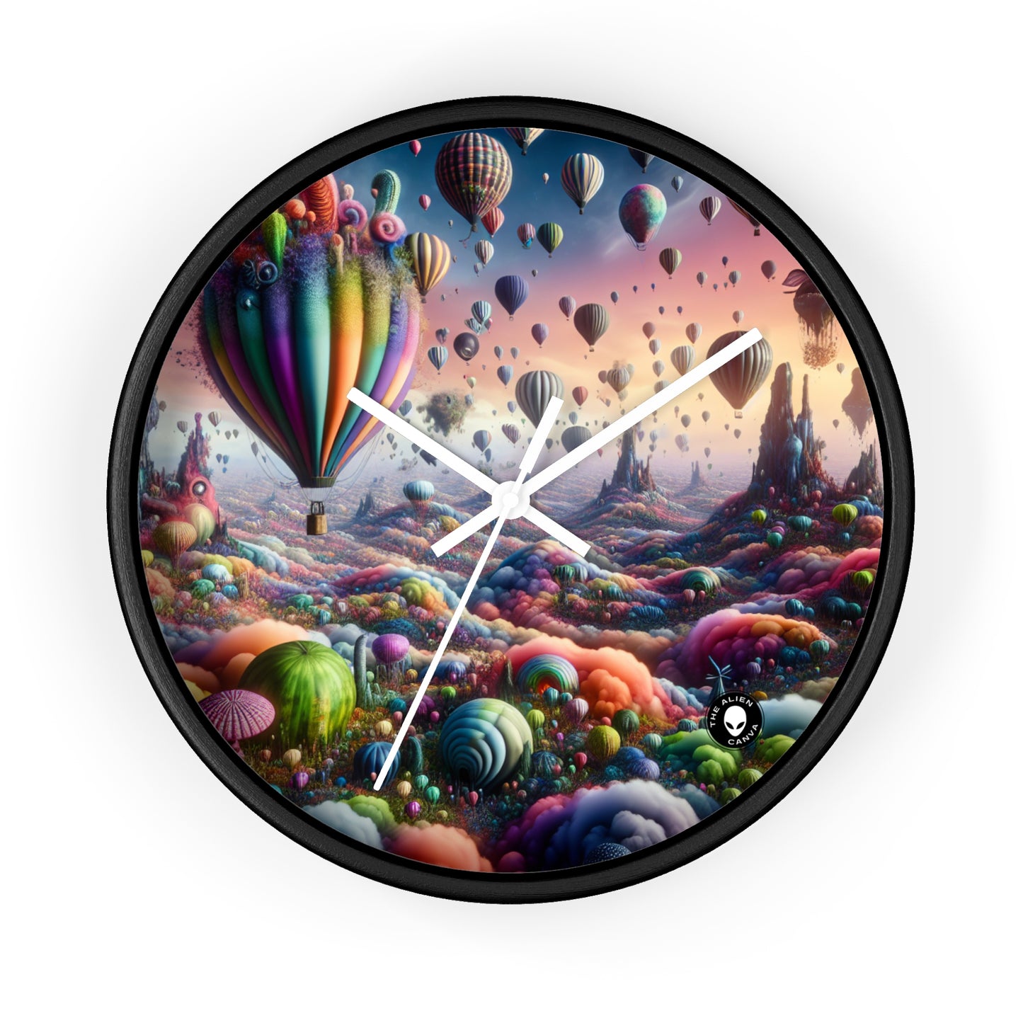 "Whimsical Sky : Une aventure surréaliste en ballon" - L'horloge murale extraterrestre