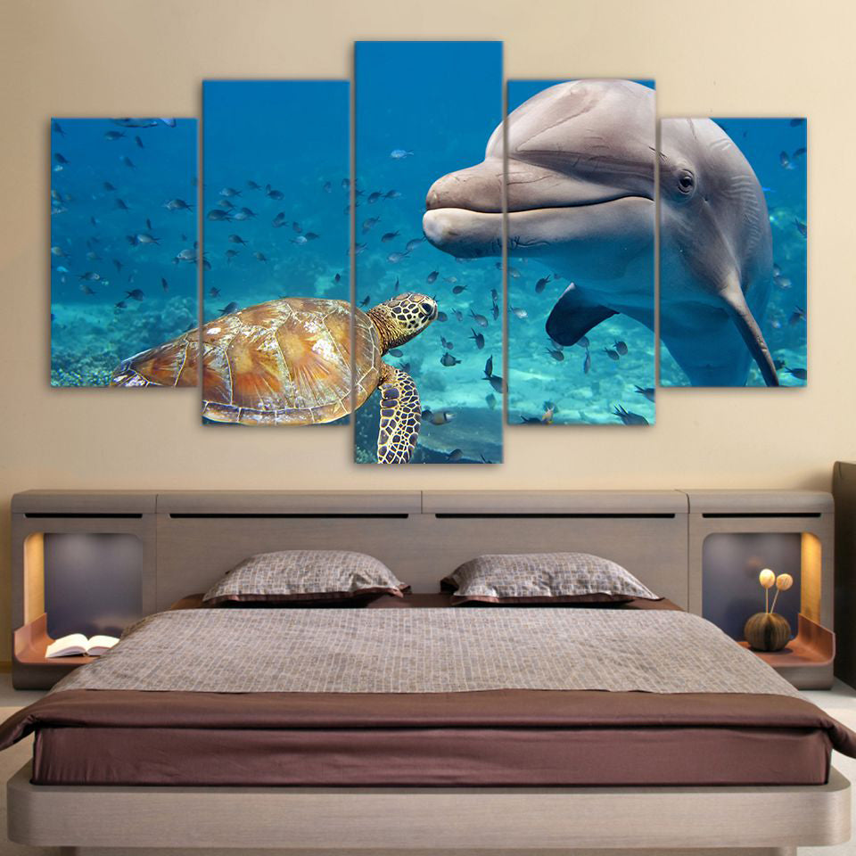 Mural animal tortuga salón pintura de paisaje