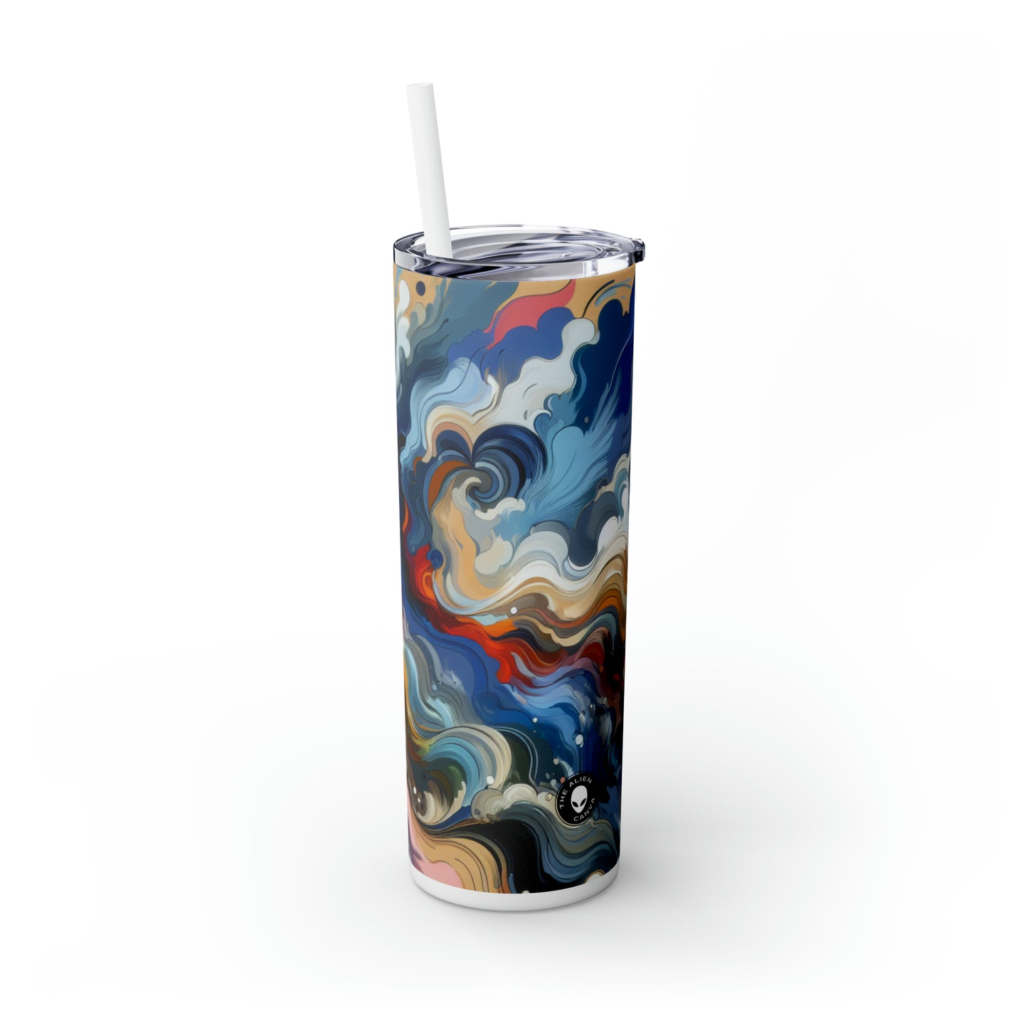 « Sunrise Serenity : Une peinture abstraite inspirée par le renouveau » - The Alien Maars® Skinny Tumbler avec paille 20oz Abstraction lyrique