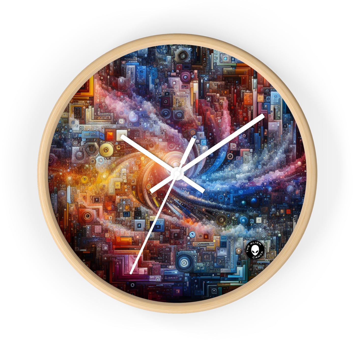 "Noches de ciudades futuristas: una metrópolis deslumbrante de innovación e imaginación" - The Alien Wall Clock Digital Art