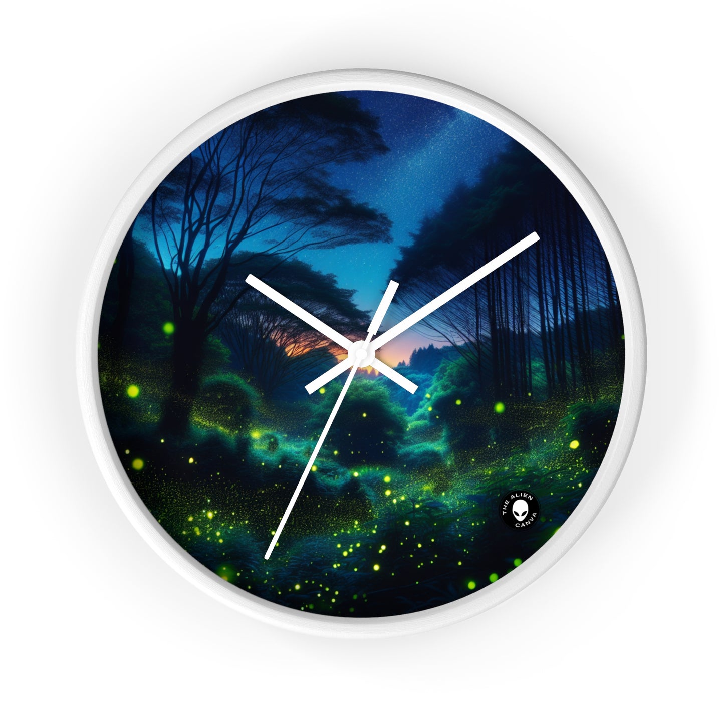 "Enchanted Night: Fireflies in the Forest" - The Alien Wall Clock