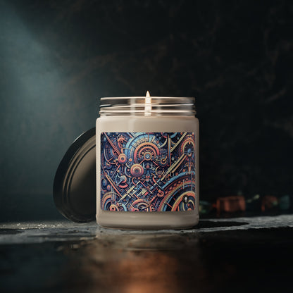 "Chaos & Order: A Dynamic Dance of Colors and Patterns" - The Alien Scented Soy Candle 9oz Algorithmic Art