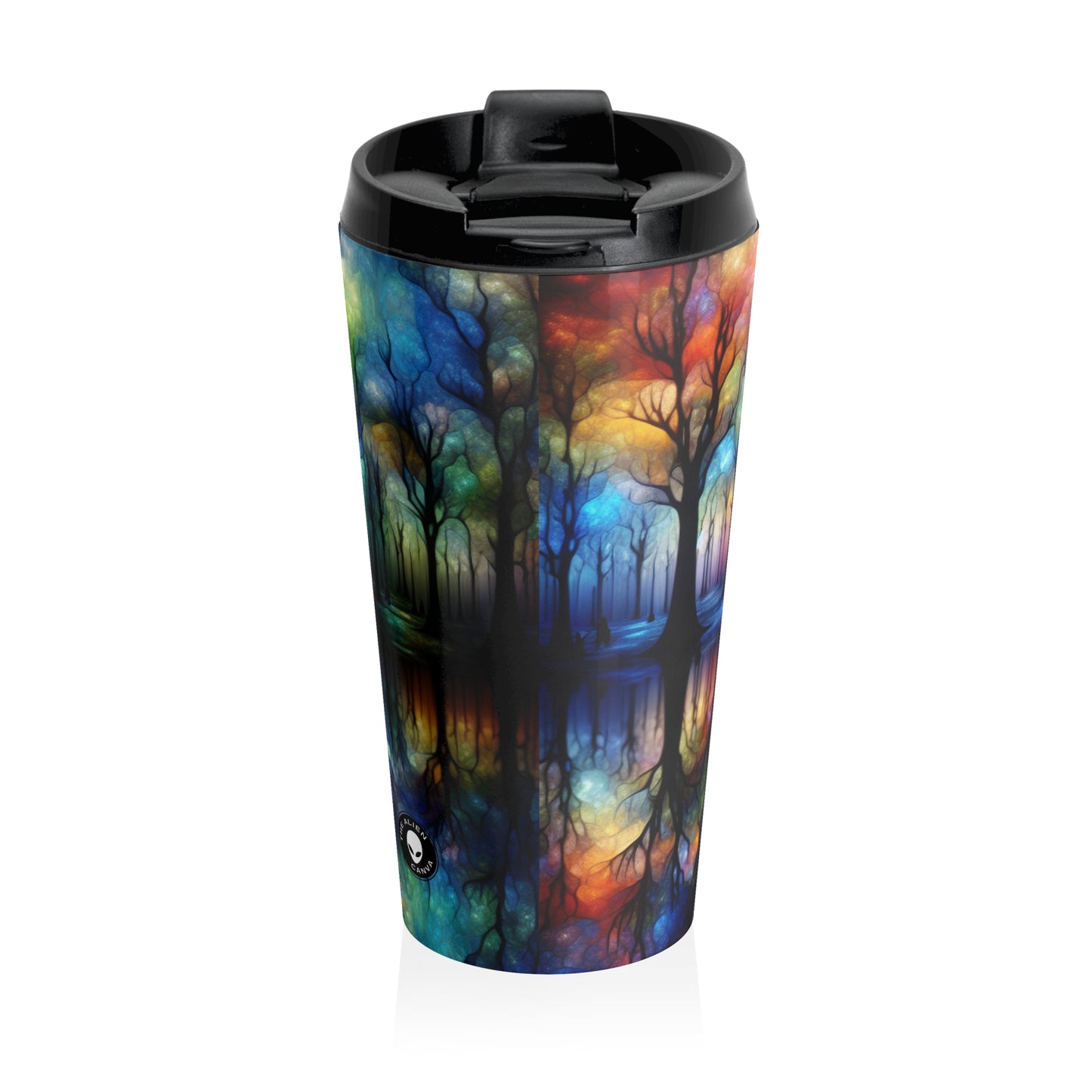 « Enchanted Rainbow Woods » – La tasse de voyage en acier inoxydable Alien