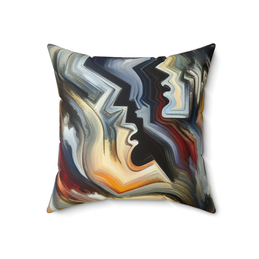 "Vivid Visions: An Expressionistic Journey into the Emotional Abyss"- The Alien Spun Polyester Square Pillow Expressionism