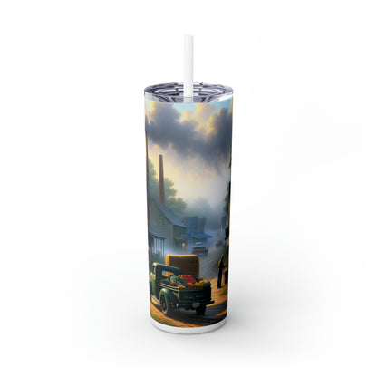 "Harvest Tranquility: A Midwest Farm Scene" - The Alien Maars® Skinny Tumbler with Straw 20oz Regionalism