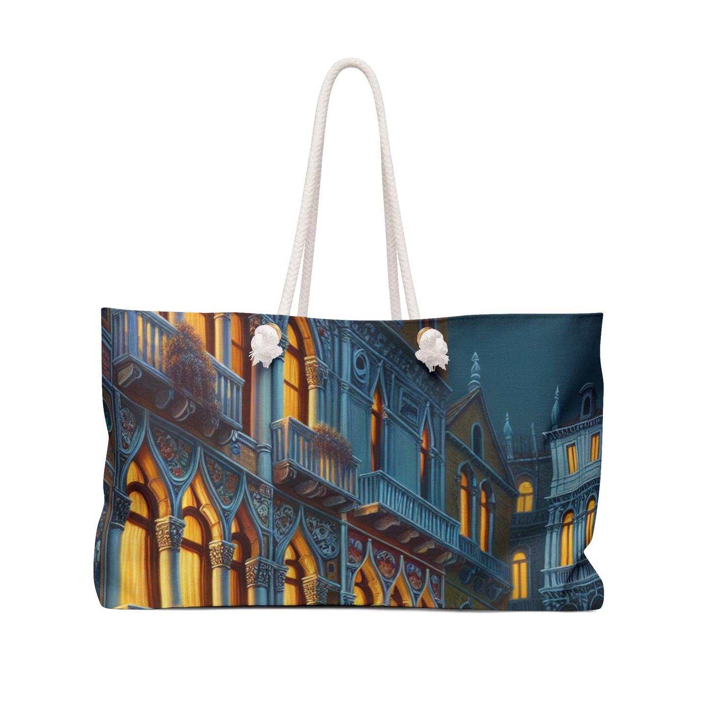 "Noche veneciana: una escena callejera luminosa" - The Alien Weekender Bag Venetian School