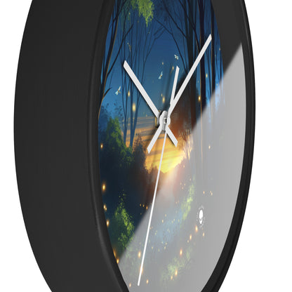 "Enchanted Dusk: Fireflies in the Forest" - The Alien Wall Clock