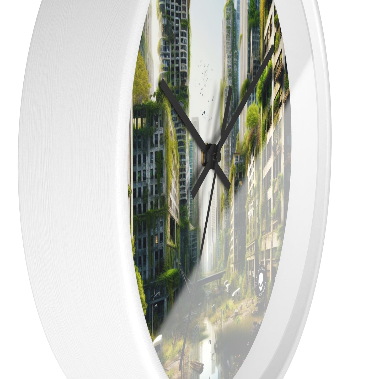 "Nature's Reclamation: A Futuristic Urban Jungle" - The Alien Wall Clock