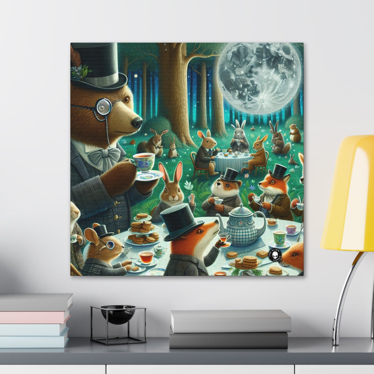 "Enchanted Moonlit Tea Party in the Forest" - The Alien Canva