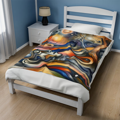 "Everyday Enchantment: A Surreal World in Motion" - The Alien Velveteen Plush Blanket Surrealist Automatism