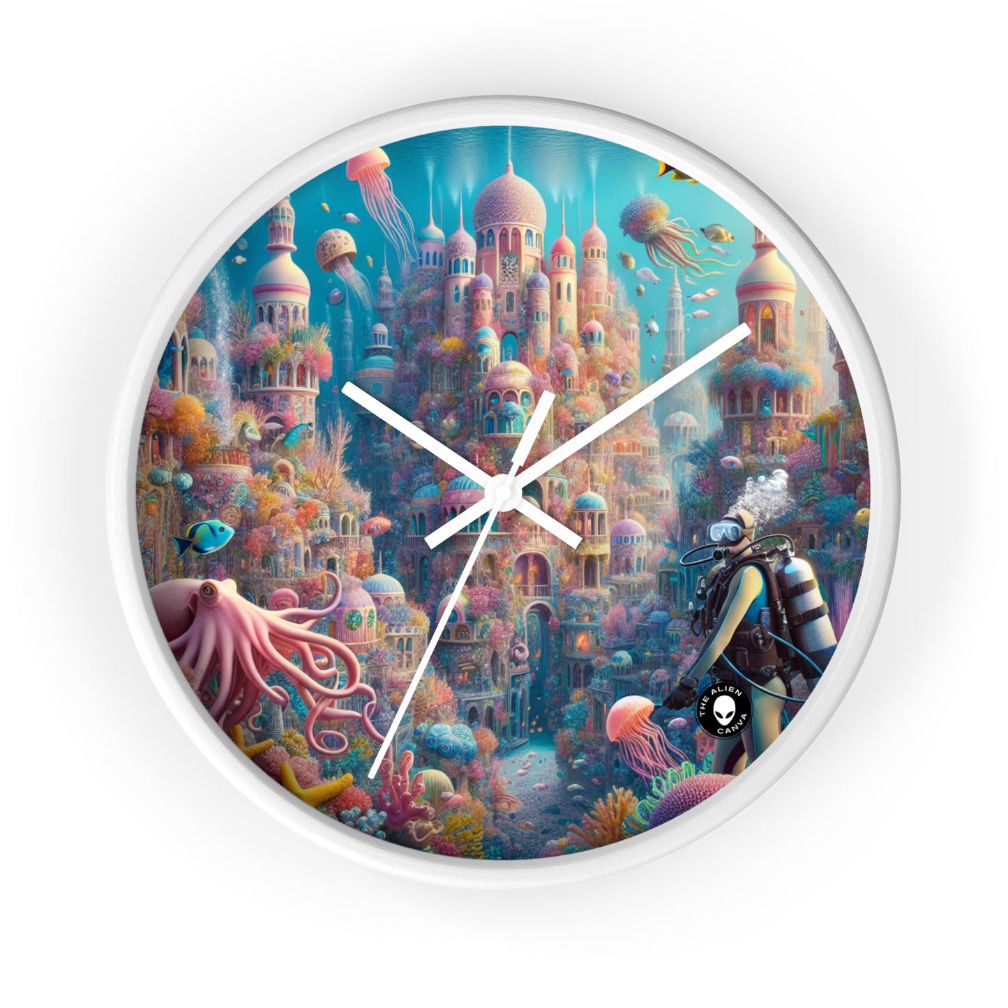 "Treasure of the Deep: A Fantastical Underwater City" - The Alien Wall Clock