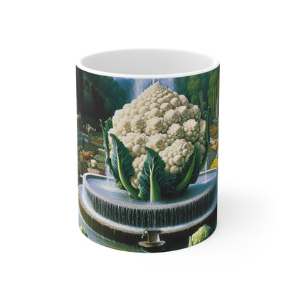 "La fontaine végétale : un conglomérat de chou-fleur" - La tasse en céramique Alien 11oz Surréalisme