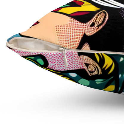 "Heroes of Pop Art: An Intermixing of Icons" - The Alien Spun Polyester Square Pillow Pop Art Style