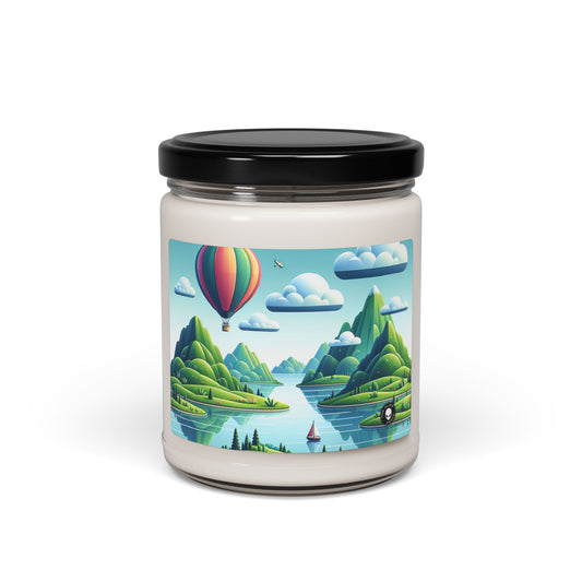 "Tranquil Skies: Hot Air Balloon Adventure" - Vela de soja con aroma a alienígena de 9 oz