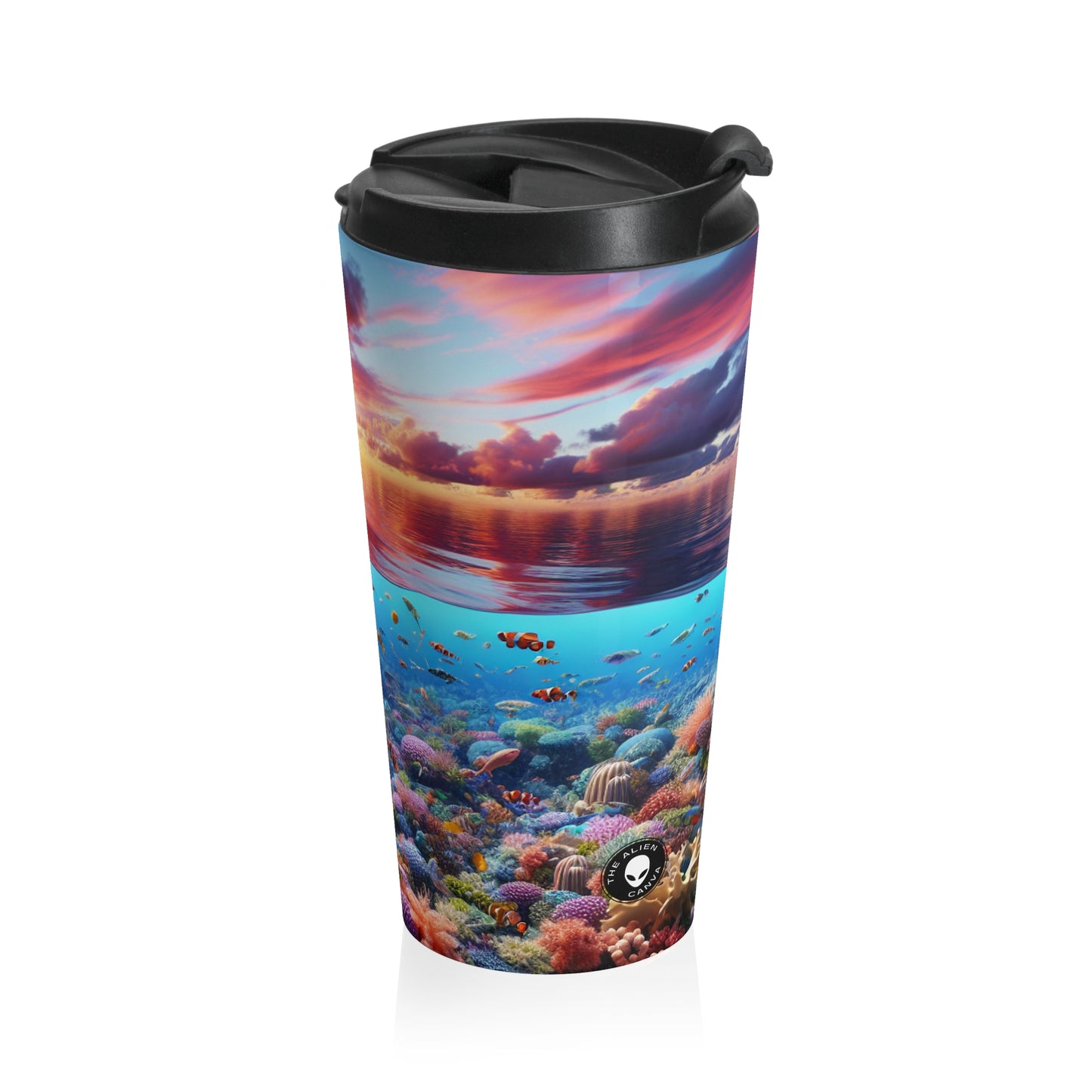 "Sunset Splendor: Underwater Coral Reef" - The Alien Stainless Steel Travel Mug