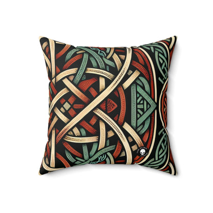 "Majestic Celtic Vision: A Mesmerizing Artwork Inspired by the Cliffs of Moher"- The Alien Spun Polyester Square Pillow Celtic Art