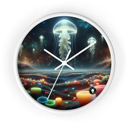 Paisaje onírico de medusas: el reloj de pared extraterrestre