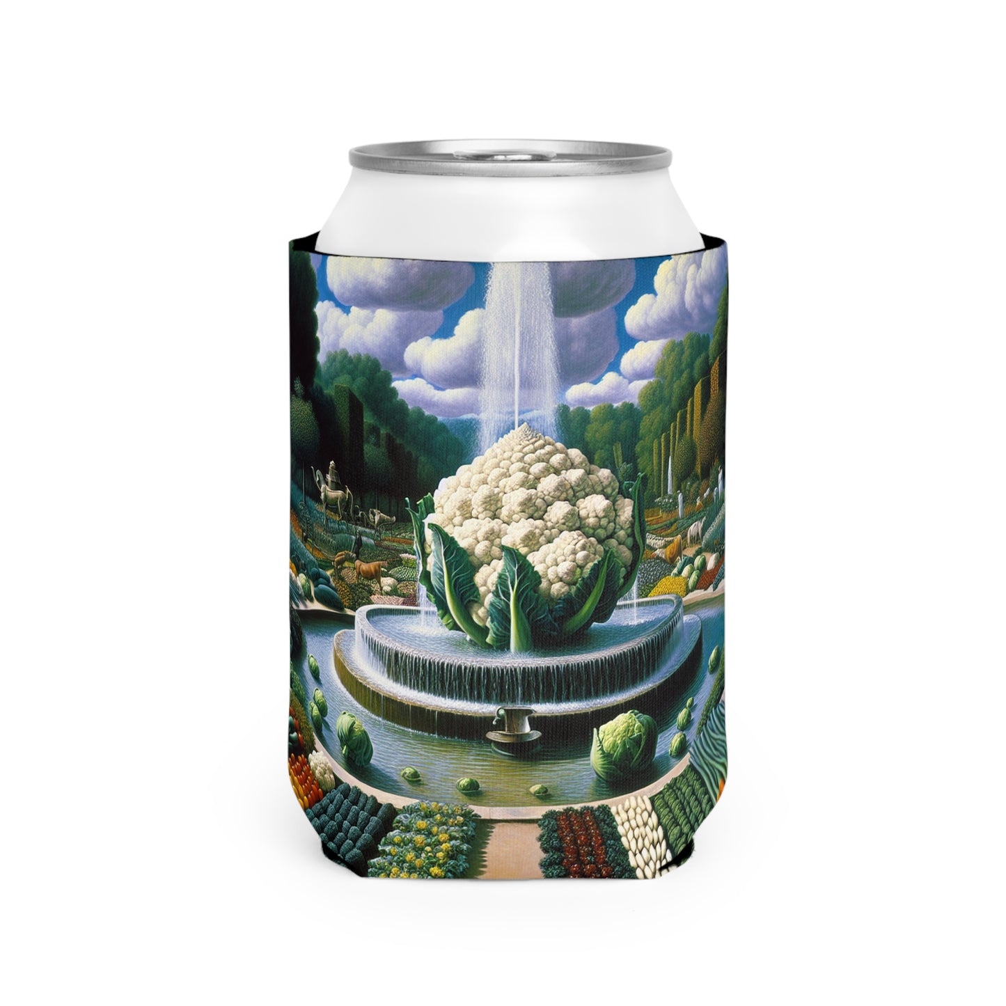 "The Vegetable Fountain: A Cauliflower Conglomerate" - The Alien Can Cooler Sleeve Surrealism