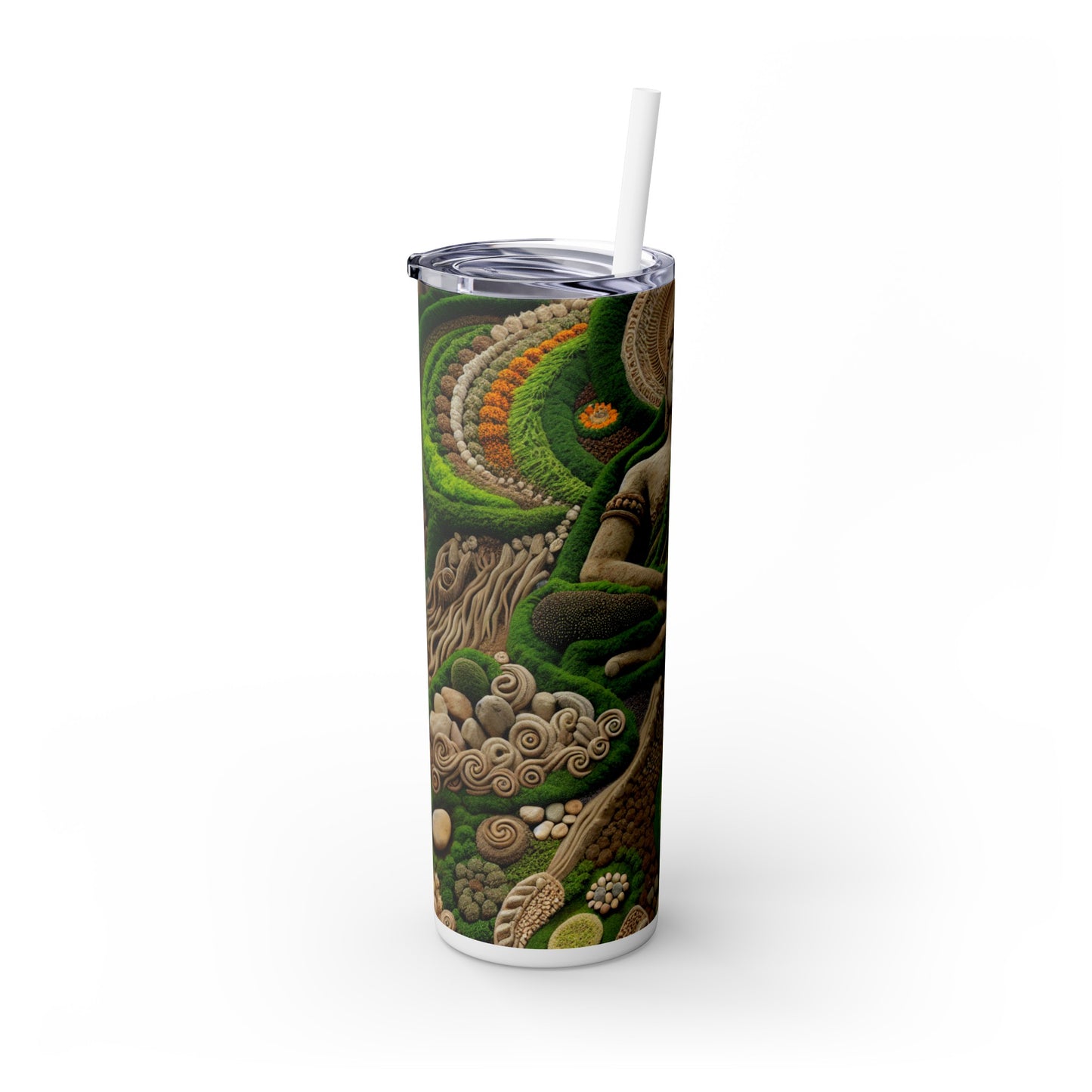 "Forest Mandala: A Harmony of Nature" - The Alien Maars® Skinny Tumbler with Straw 20oz Earth Art