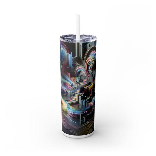 "Neon Nights : Un rêve urbain futuriste" - The Alien Maars® Skinny Tumbler avec paille 20oz Art numérique