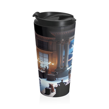 Title: "Ocean Symphony: A Photorealistic Ode to the Crashing Waves" - The Alien Stainless Steel Travel Mug Photorealism