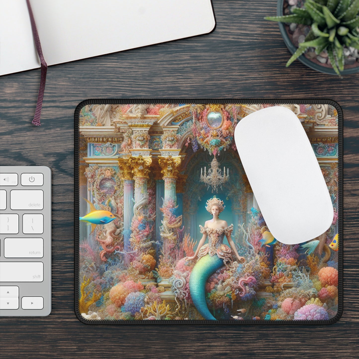 "Underwater Splendor: A Rococo Mermaid Palace" - The Alien Gaming Mouse Pad Rococo Style