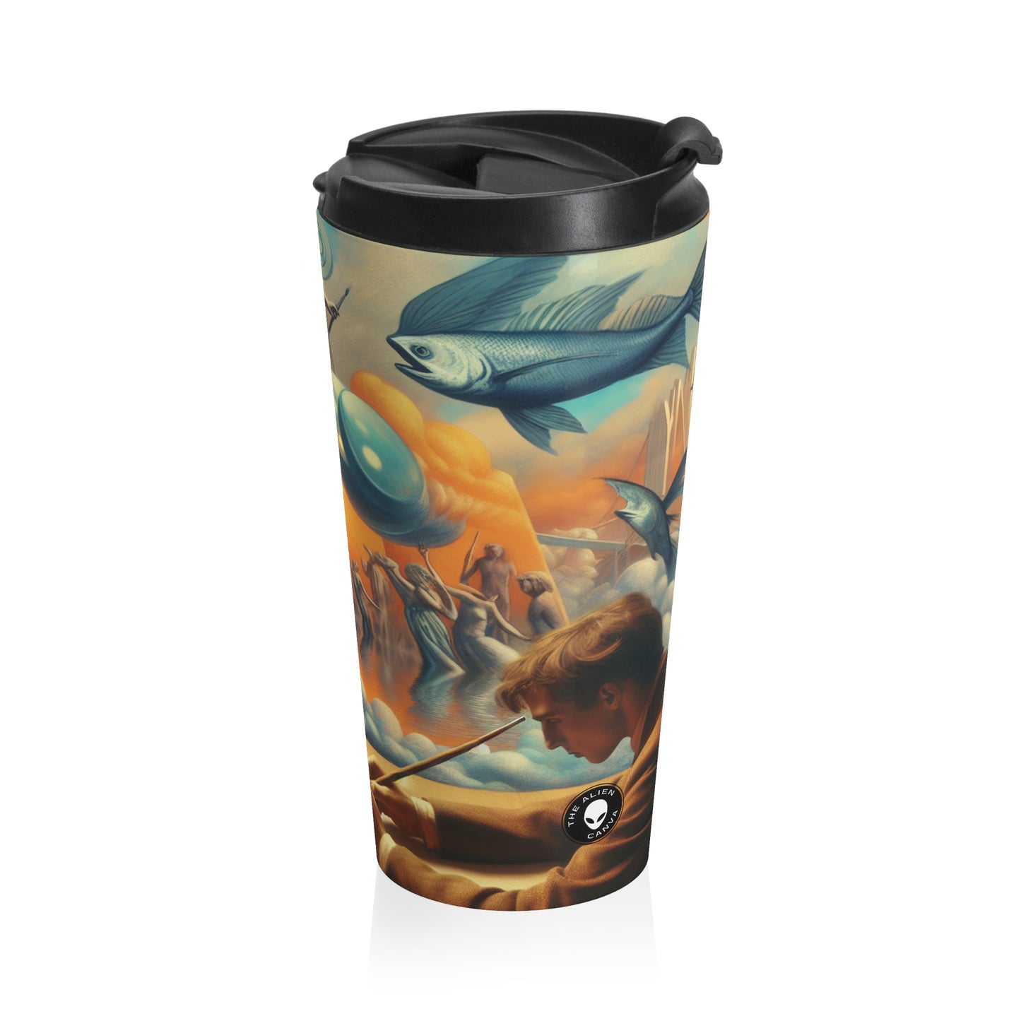 Whimsical Dreams: Defying Gravity in the Celestial Abyss - The Alien Stainless Steel Travel Mug Surrealism