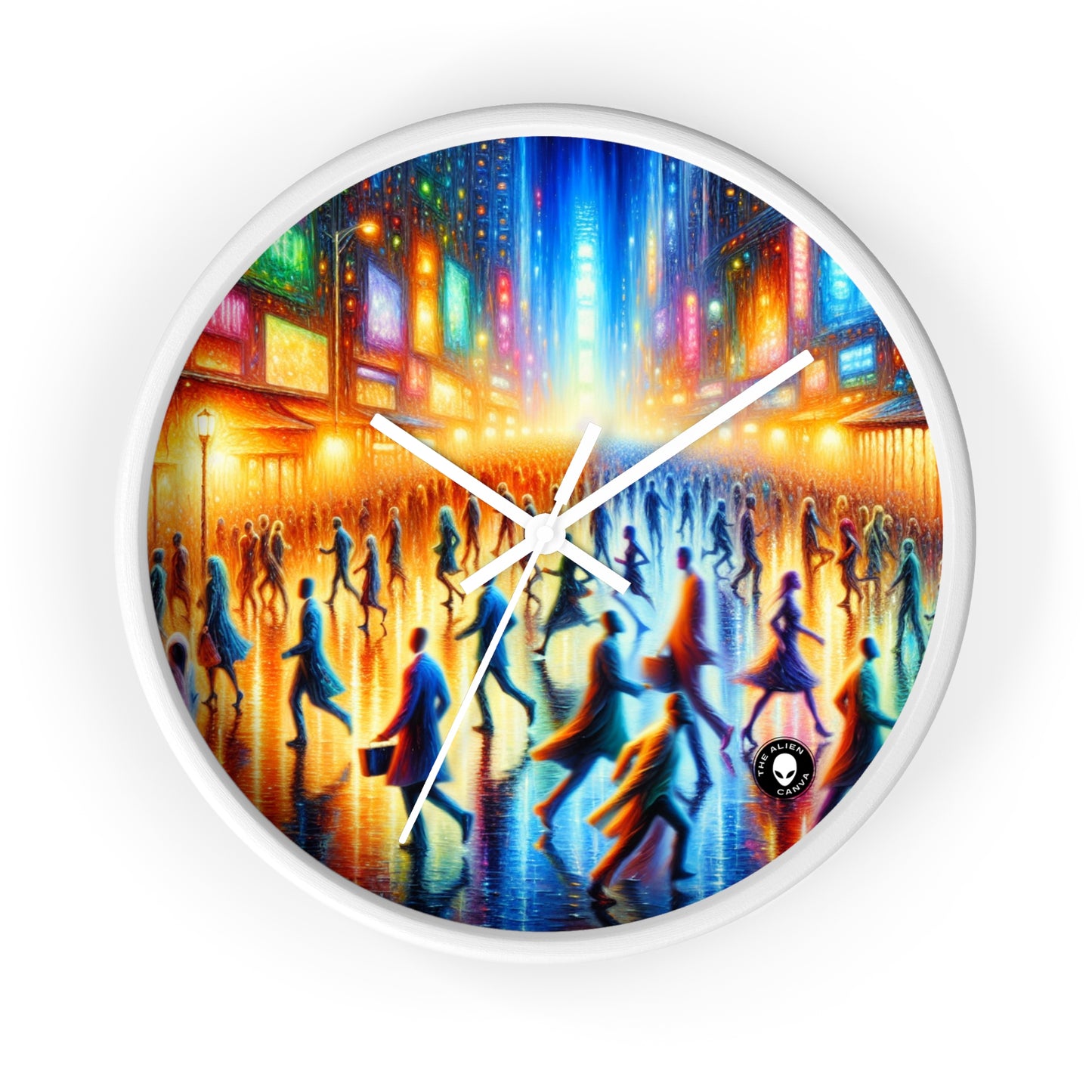 "Neon Nightscapes: A Symphony of City Chaos" - The Alien Wall Clock