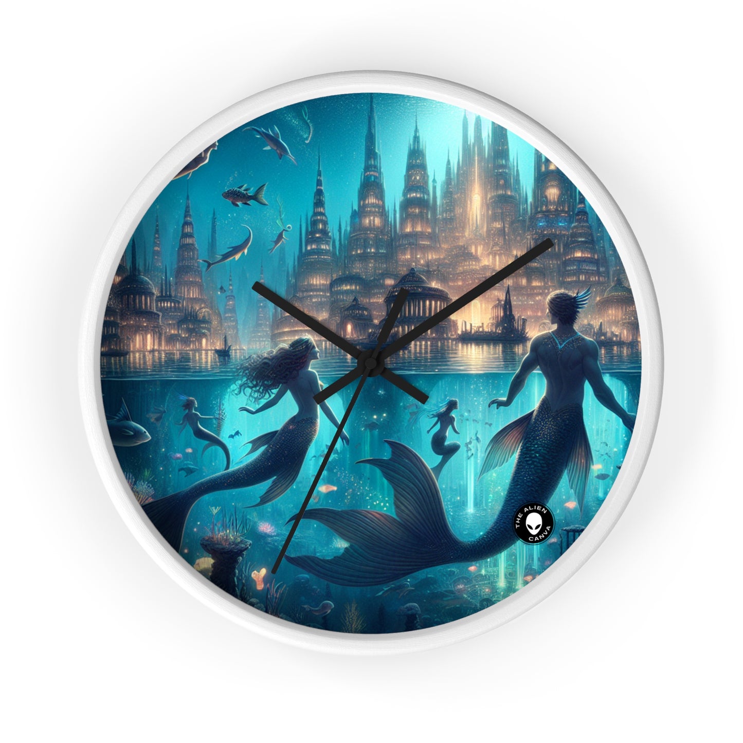 "Atlantis Illuminated: A City of Mystical Sea Creatures" - The Alien Wall Clock