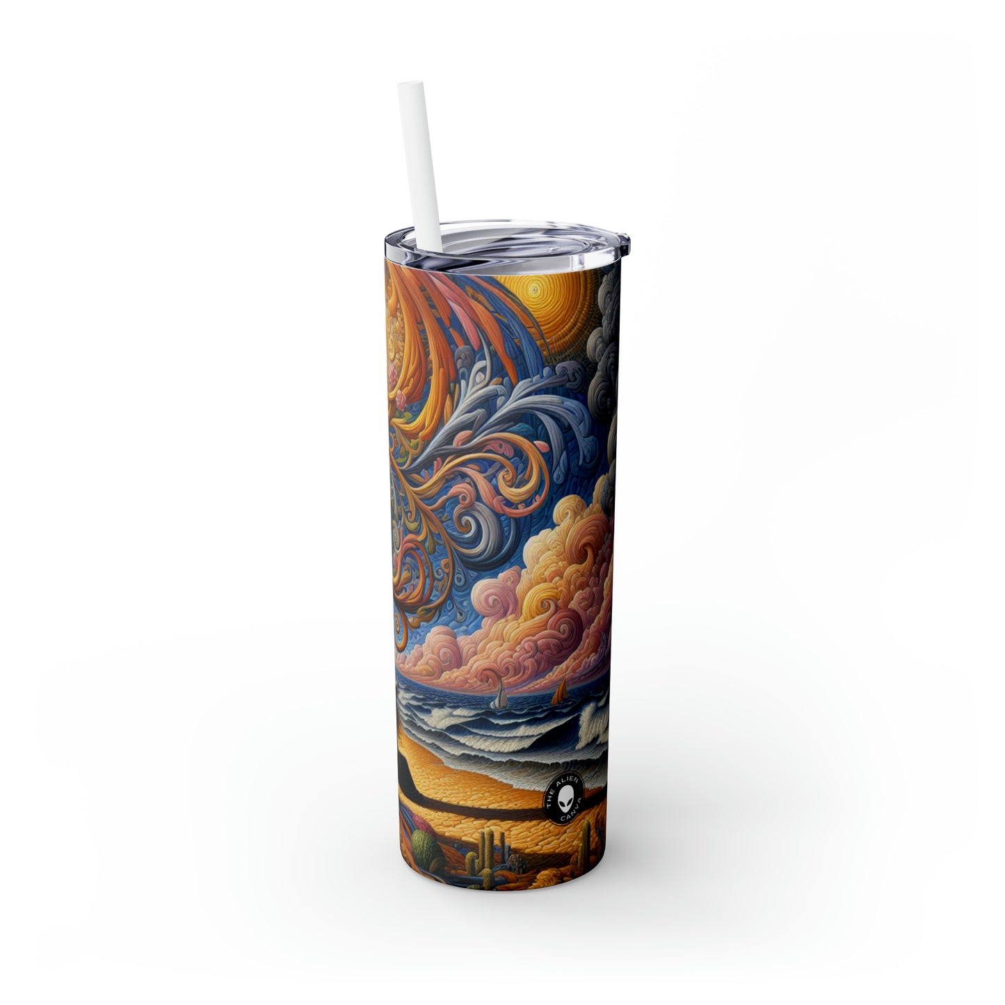 "Oasis Illusion : une expérience hyperréaliste immersive" - ​​The Alien Maars® Skinny Tumbler with Straw 20oz Hyperrealism