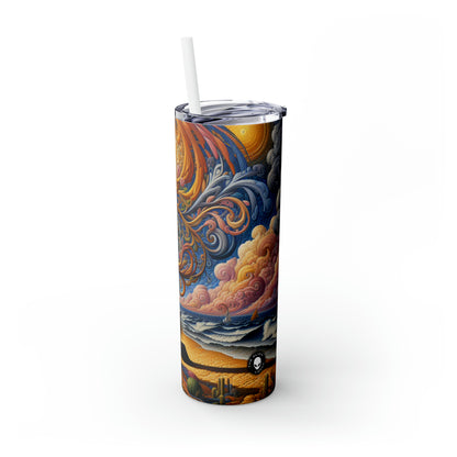 "Oasis Illusion: An Immersive Hyperrealistic Experience" - The Alien Maars® Skinny Tumbler with Straw 20oz Hyperrealism