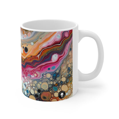 "Couleurs cosmiques : création d'une coulée acrylique fascinante inspirée des nébuleuses célestes" - La tasse en céramique Alien 11oz Pouring acrylique